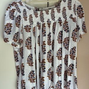 Floral Print White Top